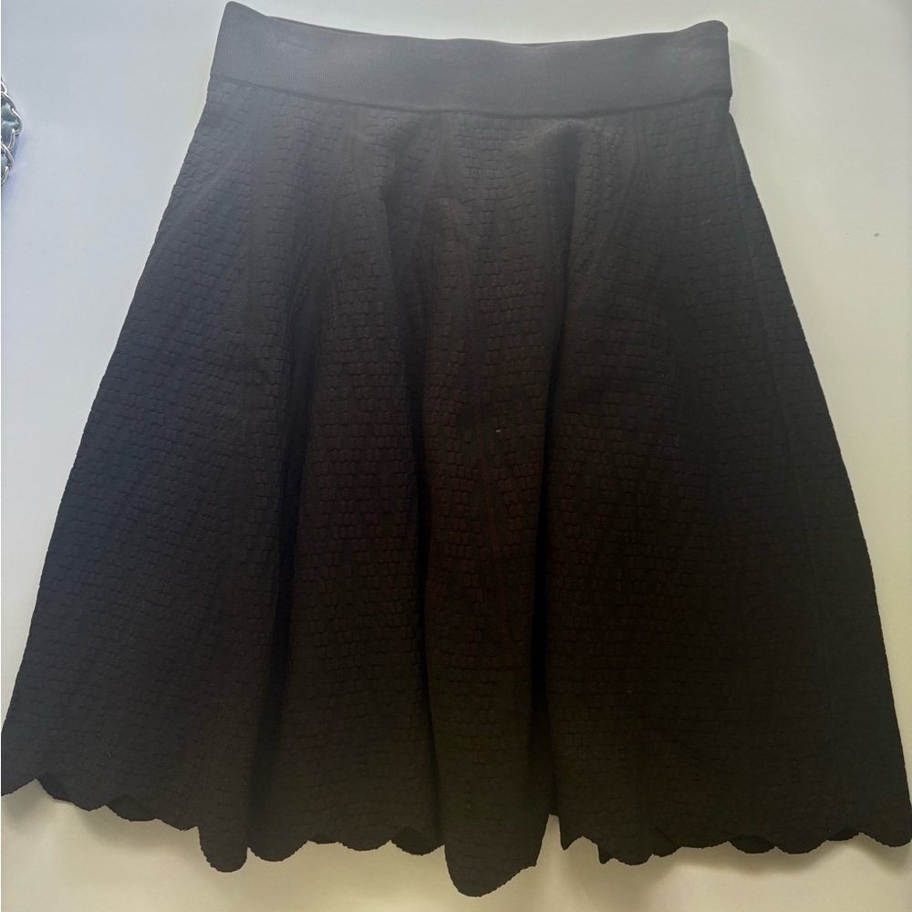 Jonathan Simkhai Textured Black Flared Skirt Small
